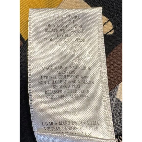 BCBG Y2K Vintage Womens Top Size Medium V Neck Brown Black Short Slv Faux Wrap - Picture 9 of 10